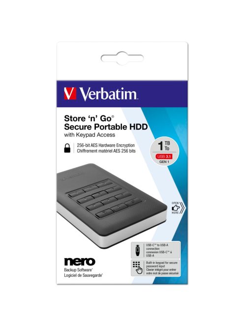 Verbatim Store n Go Secure 1 TB-os külső merevlemez (3410502)