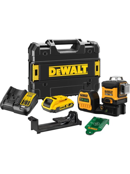 DEWALT akkumulátoros többvonalas lézer 3x360° DCE089D1G18-QW, 18 volt, keresztvonalas lézer