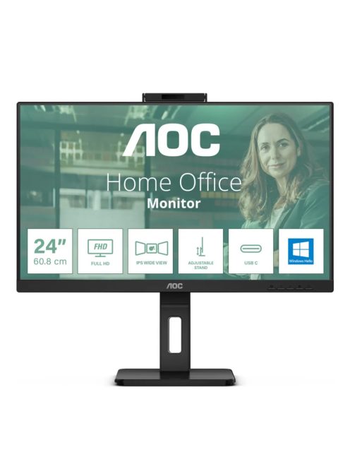 AOC 24P3CW 60,5 cm-es (23,8") FHD IPS monitor 16:9 HDMI/DP/USB-C PD65W 75 Hz-es webkamera (24P3CW)