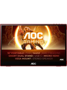   AOC 16G3 39,6 cm-es (15,6") FHD mobil játékmonitor 16:9 HDMI/mHDMI/USB-C 144 Hz (16G3)